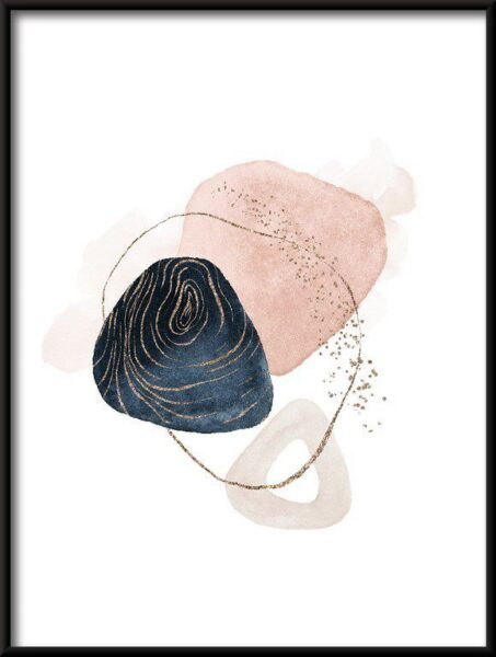 Poster Beige Blaue Abstraktion