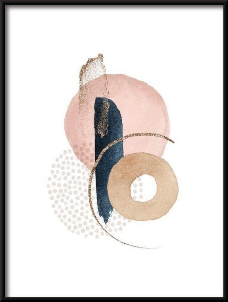 Poster Beige Blaue Abstraktion