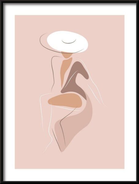 Poster Die Frau im linearen Stil