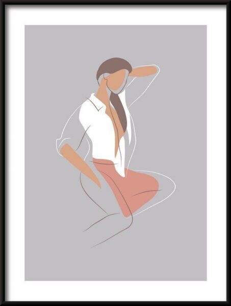 Poster Die Frau im linearen Stil