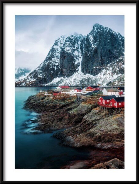 Poster Rote Häuser in Norwegen