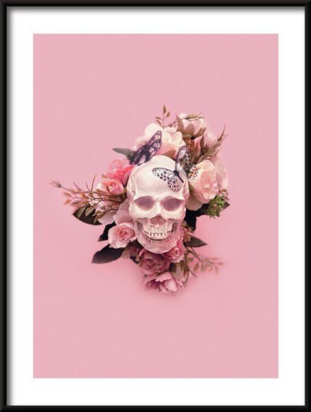 Poster Schädel mit Blumen