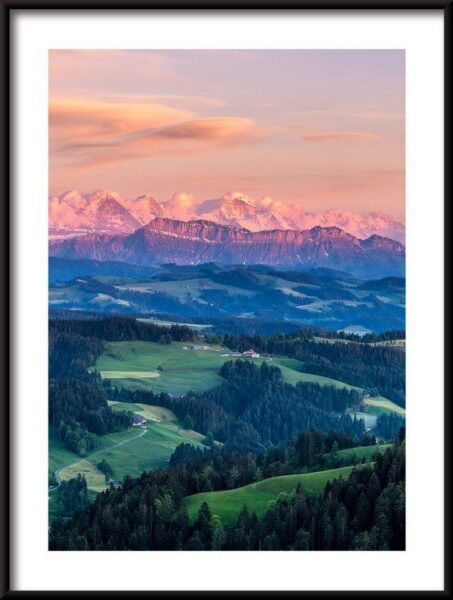 Poster Wiesen und Wälder in den Bergen