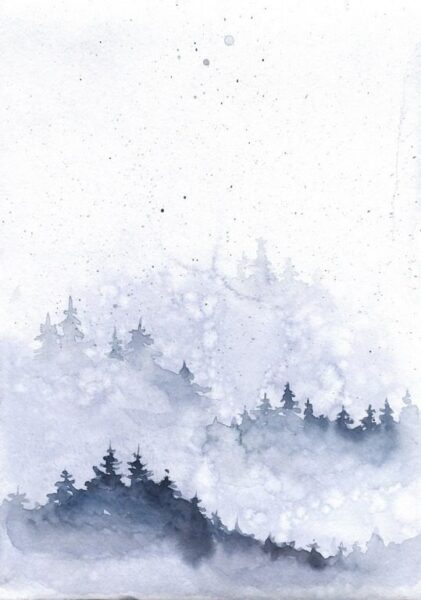 Fototapeten Illustrierte Winterlandschaft