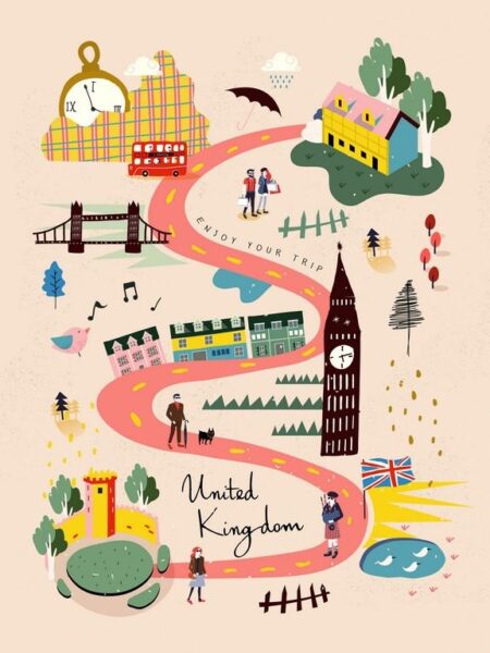 Fototapeten Karte Reisen durch England