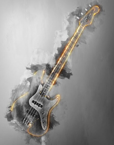 Fototapeten Brennende Gitarre