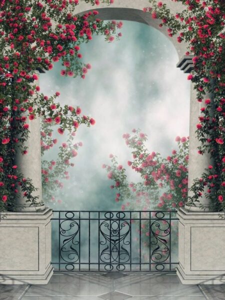 Fototapeten Balkon mit Rosen
