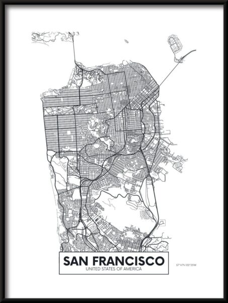 Poster Karte von San Francisco