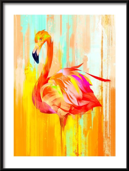 Poster Porträt eines Flamingos