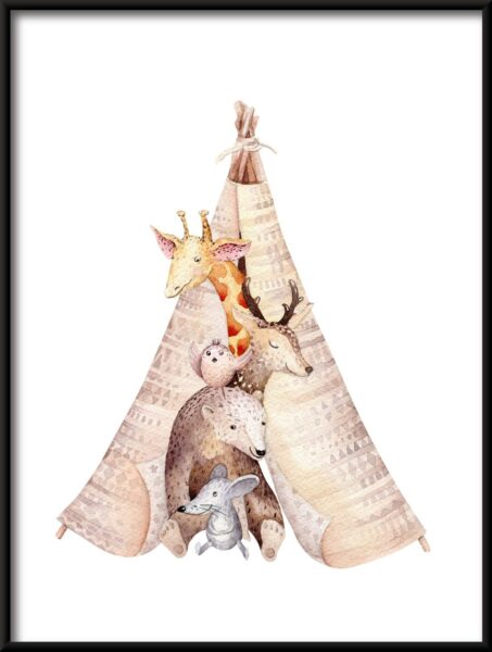 Poster Tiere in einem Zelt