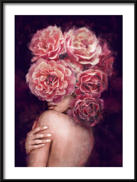 Poster Kopf in Blumen