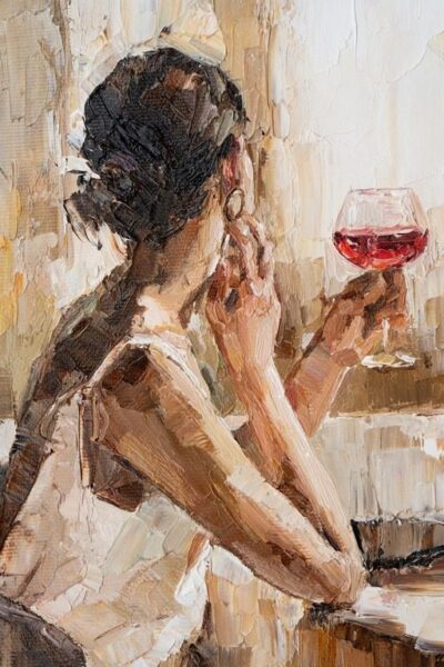 Fototapeten Frau mit Wein