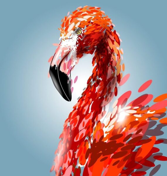 Fototapete Flamingo Rot