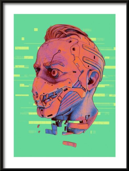 Cyborg im Maskenplakat