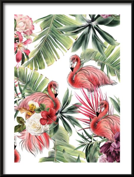 Plakat mit drei Flamingos