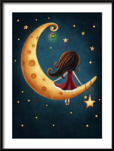 Poster das auf dem Mond sitzt