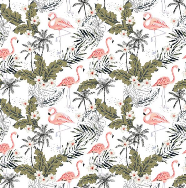 Fototapeten Flamingos in Palmen