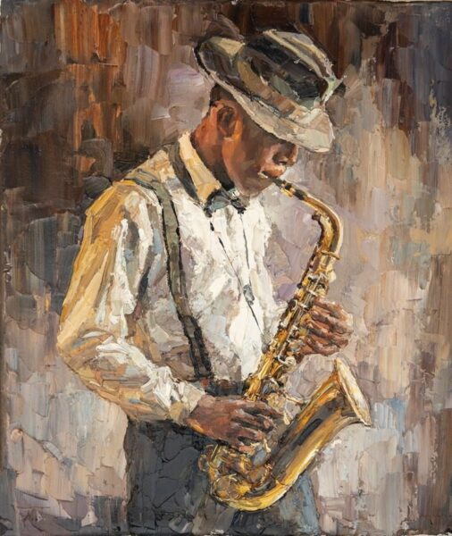 Fototapeten Junger Saxophonist