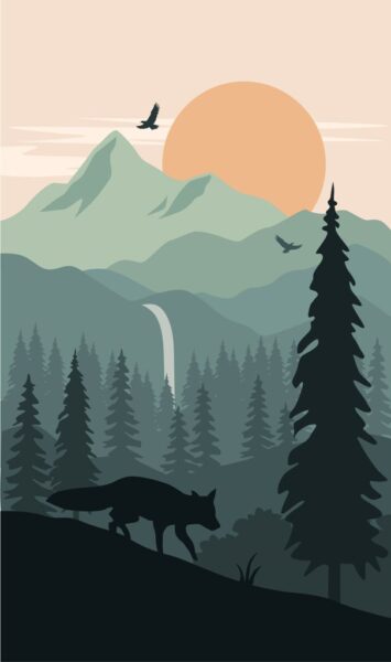 Fototapeten Wolf in den Bergen