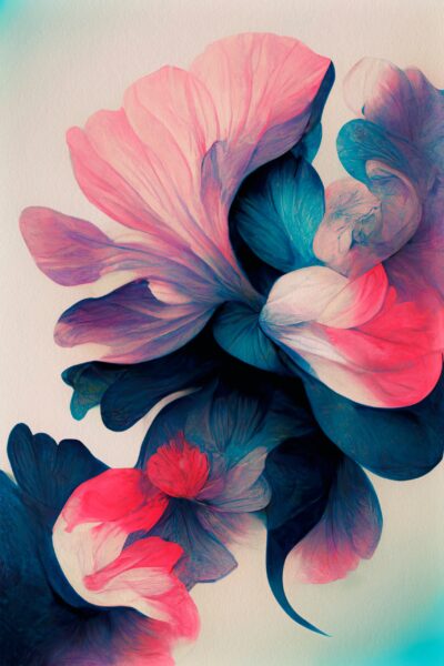 Fototapeten Blumen in Rosa und Marineblau