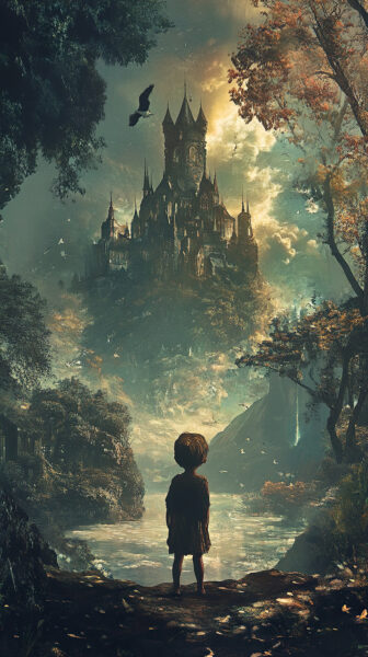 Fototapeten Schloss zwischen den Wolken