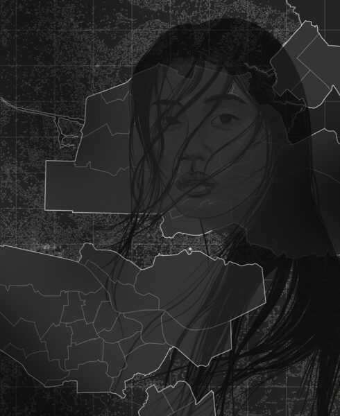 Fototapeten Mädchen in Schwarz