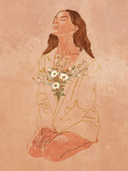 Fototapeten Mädchen mit Blumenstrauß