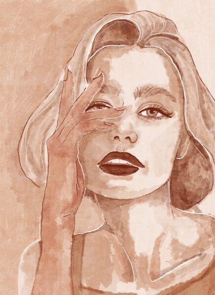 Fototapeten Porträt einer Frau in Sepia