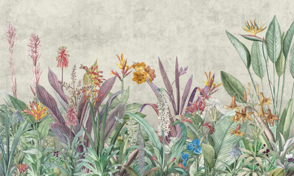 Fototapeten Exotische Blumen und Blätter