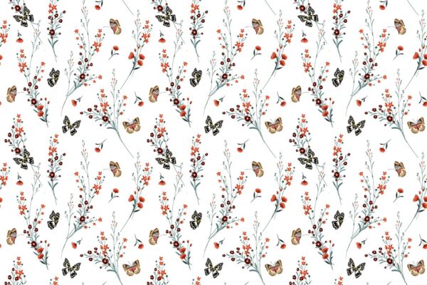 Fototapeten Schmetterlinge und Mohnwebereien