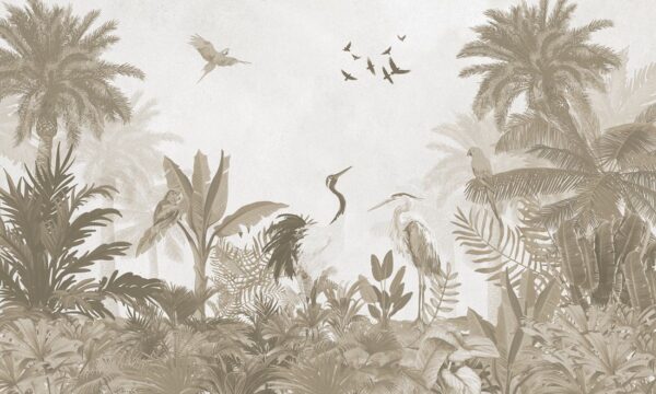 Fototapeten Kraniche im Vintage-Stil