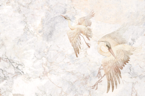 Fototapeten Kräne im Marmorhimmel