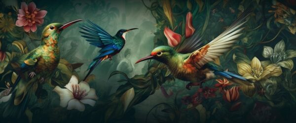 Fototapeten Kolibri-Tanz im Dschungel