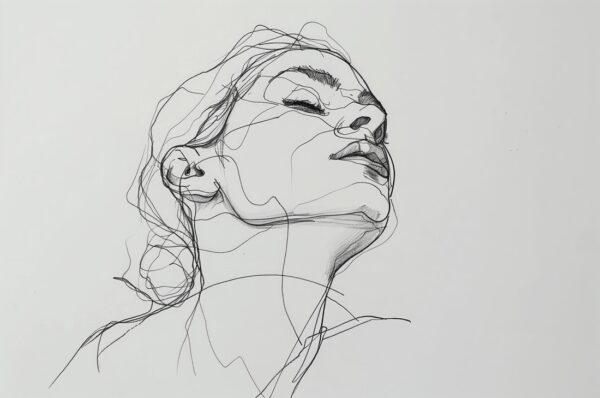 Fototapeten Lineare Skizze eines Frauengesichts