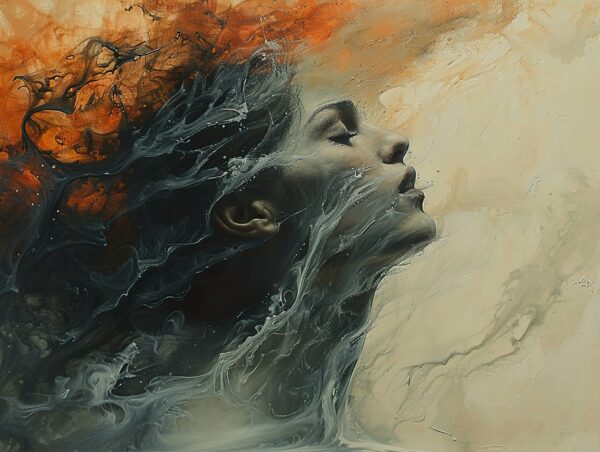 Fototapeten Weibliches Porträt in Abstraktion