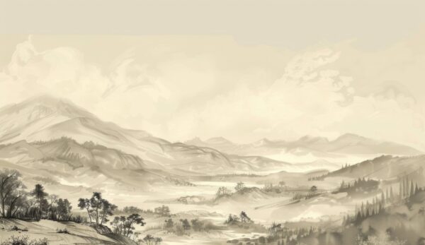 Fototapeten Nebeliges Tal der Ruhe