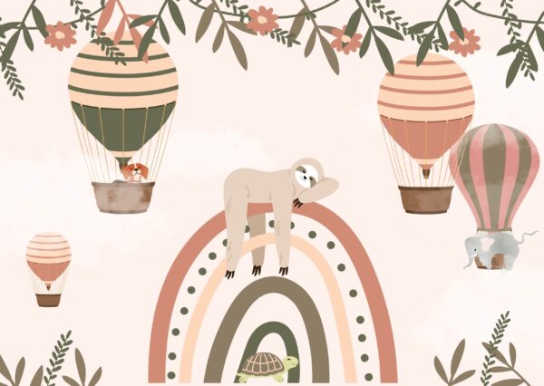 Fototapeten Faultier auf dem Regenbogen