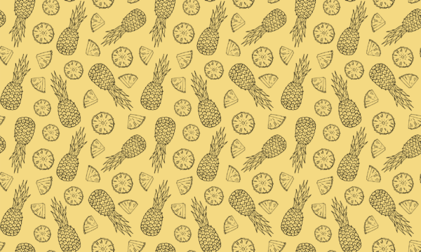Fototapeten Schwarze Ananas und Ananasscheiben auf gelbem Hintergrund