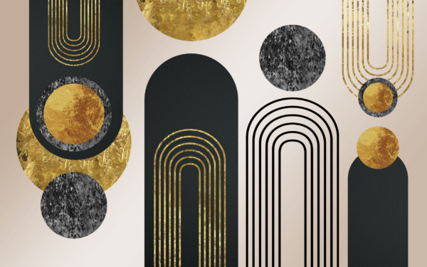 Fototapeten Schwarze und goldene Bogengeometrie