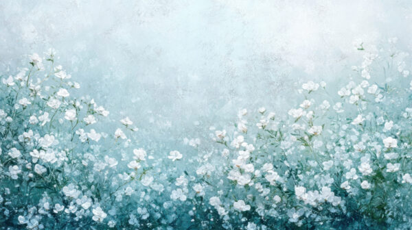 Fototapeten Aquarell Blaue Wiese
