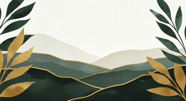 Fototapeten Geometrische Blätter und Berge