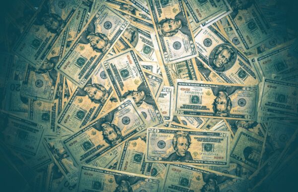 Fototapeten Ein Stapel amerikanischer Banknoten