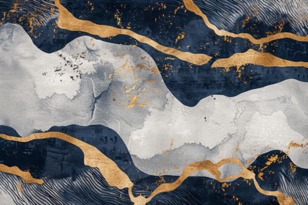 Fototapeten Marineblaue Streifen mit Gold