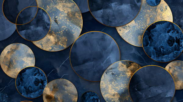 Fototapeten Marineblaue Geometrie mit Gold