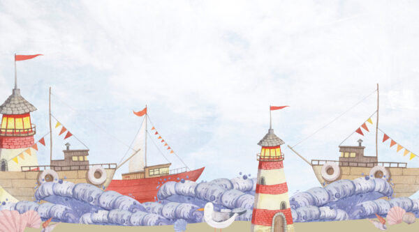 Fototapeten Leuchtturm und Segelboote