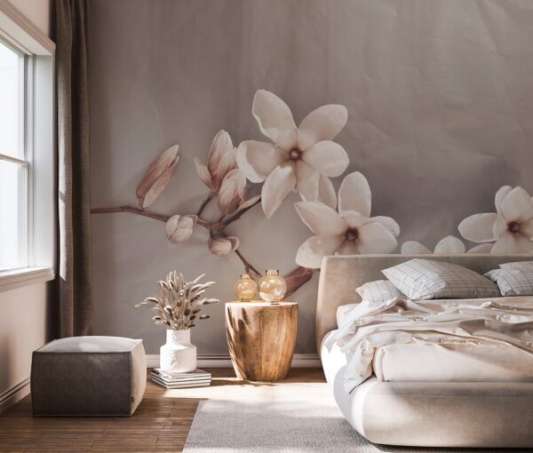 Fototapeten Beige Magnolien