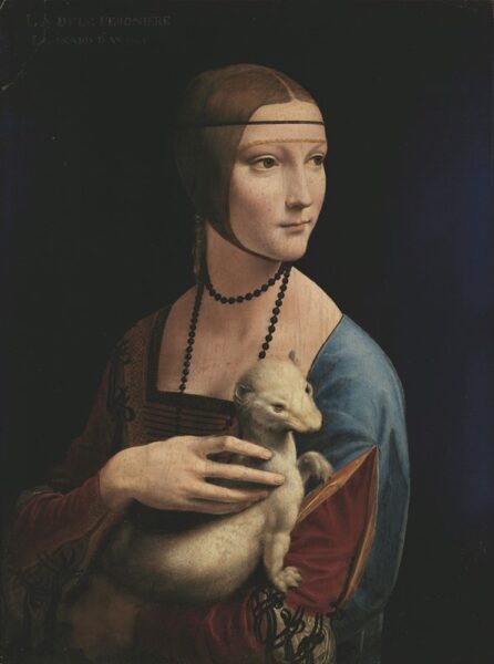 Fototapeten Dame mit einem Hermelin