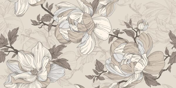 Fototapeten Magnolien in Beige