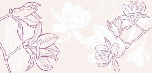Fototapeten Magnolien in der Kontur