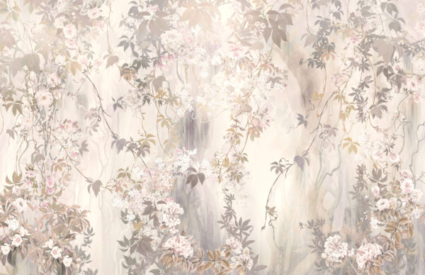 Fototapeten Romantische Blumen an der Wand